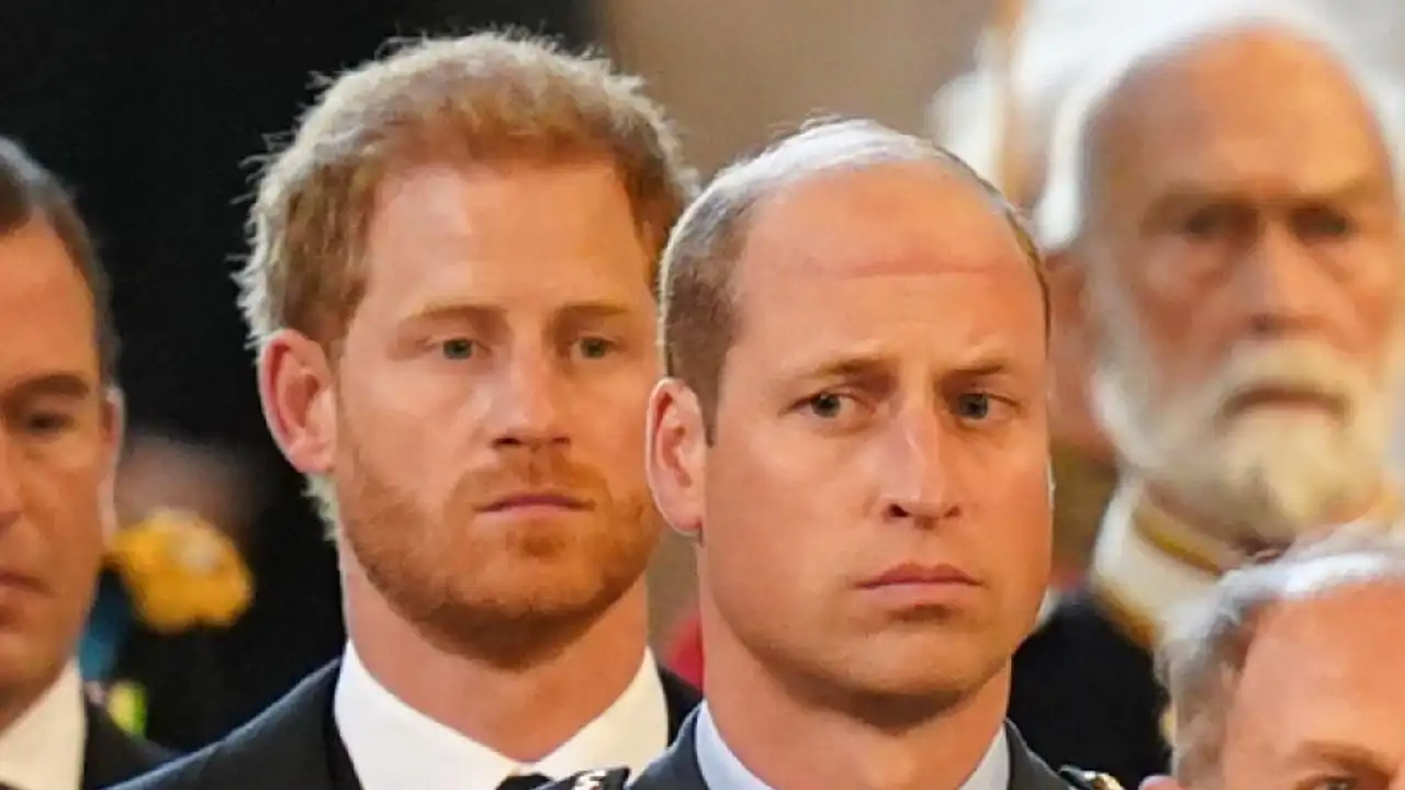 Guillermo y Harry en el funeral de Isabel II