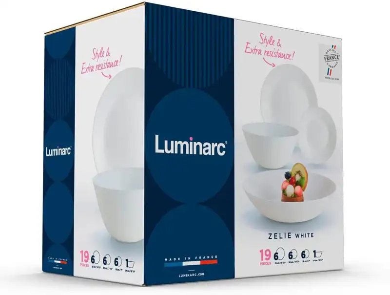 Luminarc Zelie, vajilla blanca de 19 piezas