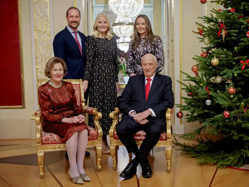 Fotografía oficial para felicitar la Navidad de la Casa Real noruega.