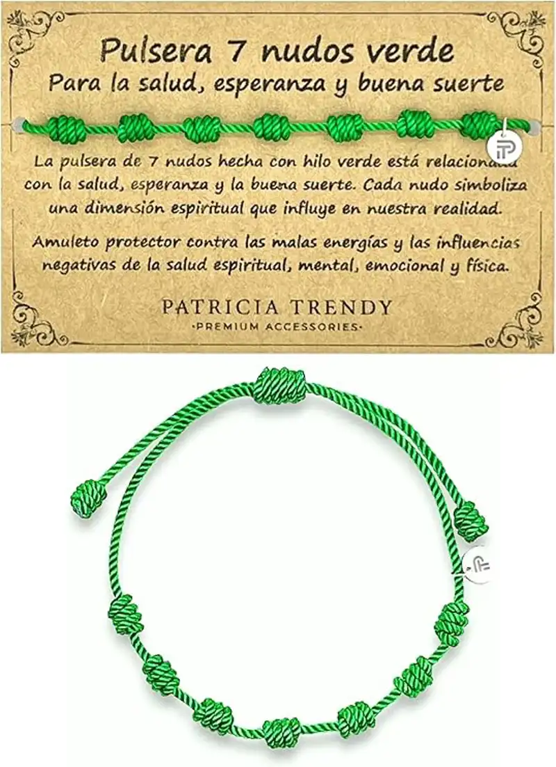 Pulsera 7 nudos verde de Patricia Trendy - Amazon 