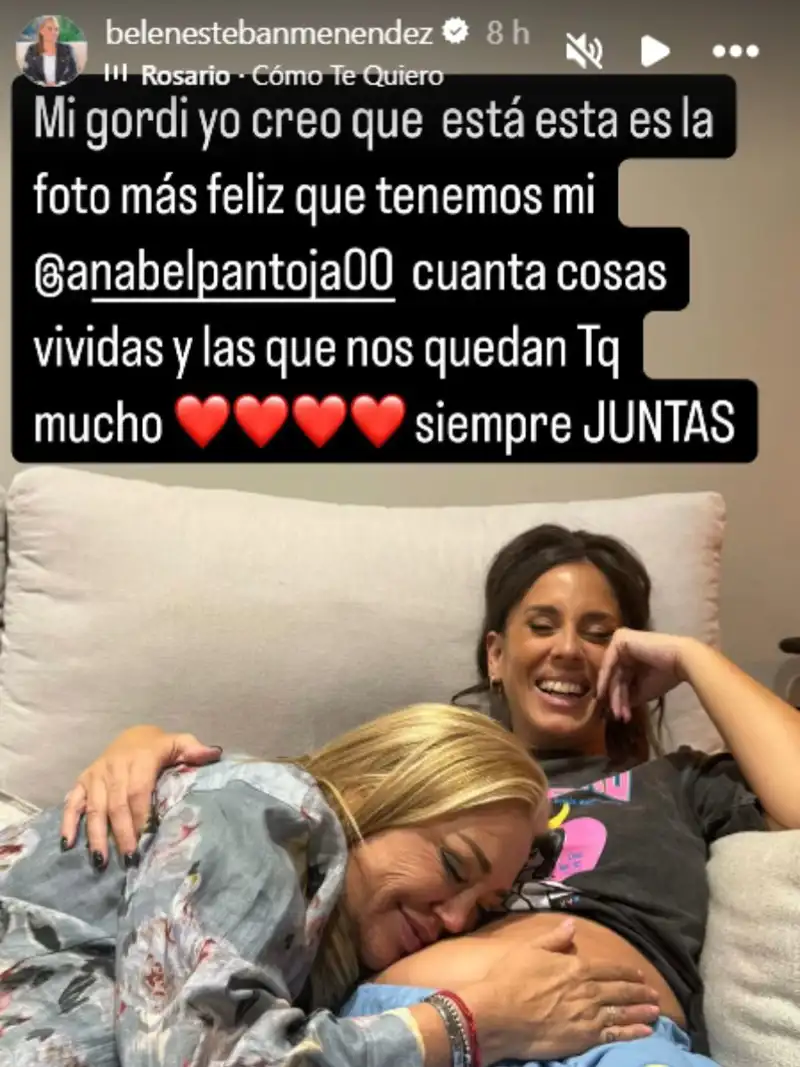 La foto y mensaje que ha compartido Belén Esteban dedicado a Anabel Pantoja. 