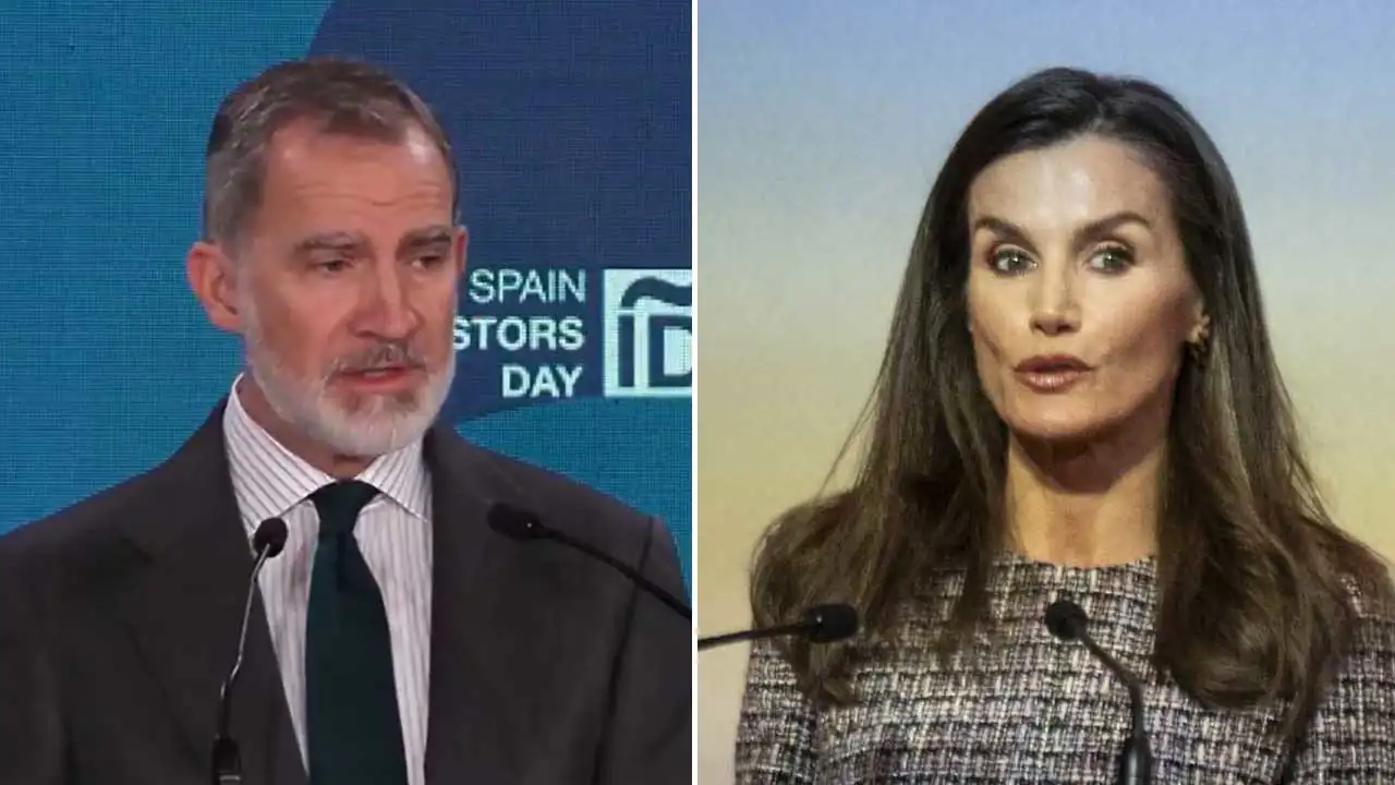 La Reina Letizia y el Rey Felipe dando un discurso, pero por separado