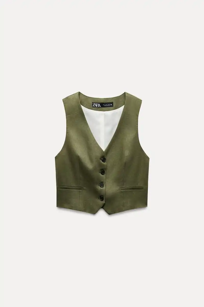 Chaleco sastre con lino de Zara 9,99 euros