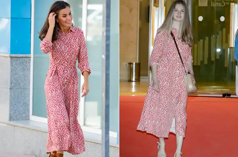 La Reina Letizia y la Princesa Leonor con el mismo vestido estampado