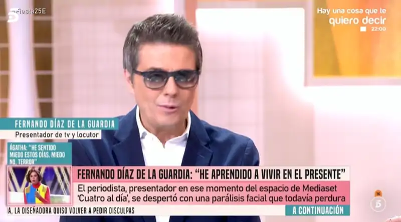 Fernando Díaz de la Guardia regresa a Mediaset un año después de sufrir una parálisis facial.