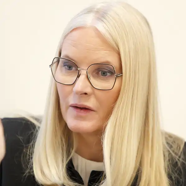 Mette-Marit durante un acto en Oslo