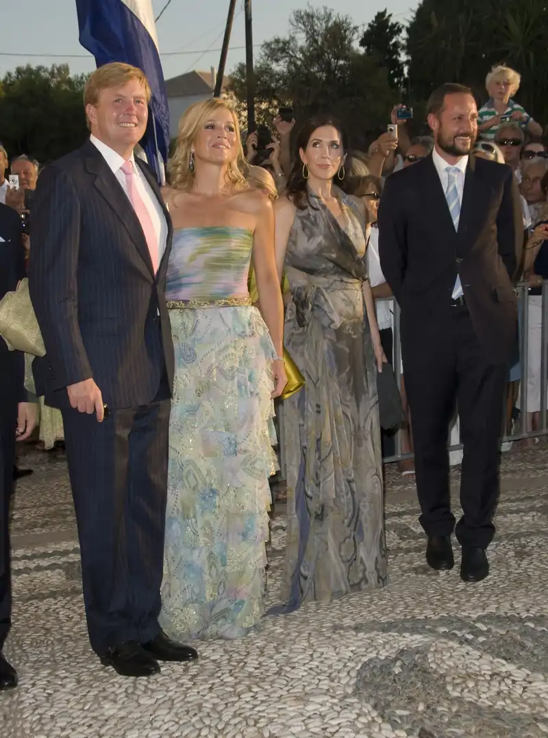 Guillermo y Máxima de Holanda junto a Federico y Mary de Dinamarca en la boda de Nicolás de Grecia con Tatiana Blatnik