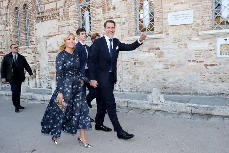 Pablo de Grecia y Marie Chantal en la boda de Nicolás de Grecia.