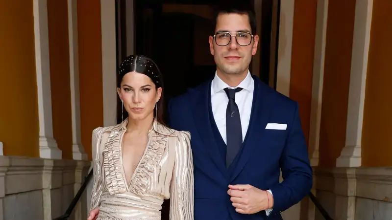 Diego Matamoros and Marta Riumbau during the wedding of Kiko Matamoros and Marta Lopez Alamo in Madrid on Friday, 2 June 2023.