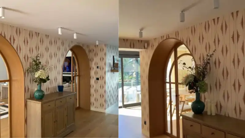 Algunas estancias de su casa decoradas con papel pintado