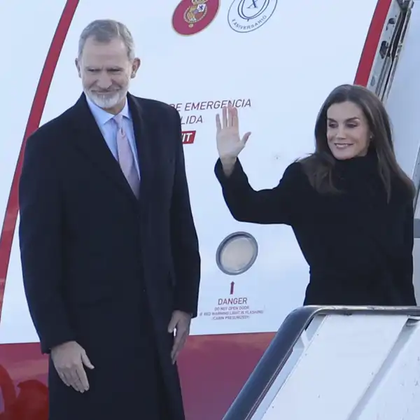 Los Reyes, Felipe y Letizia, en un avión.