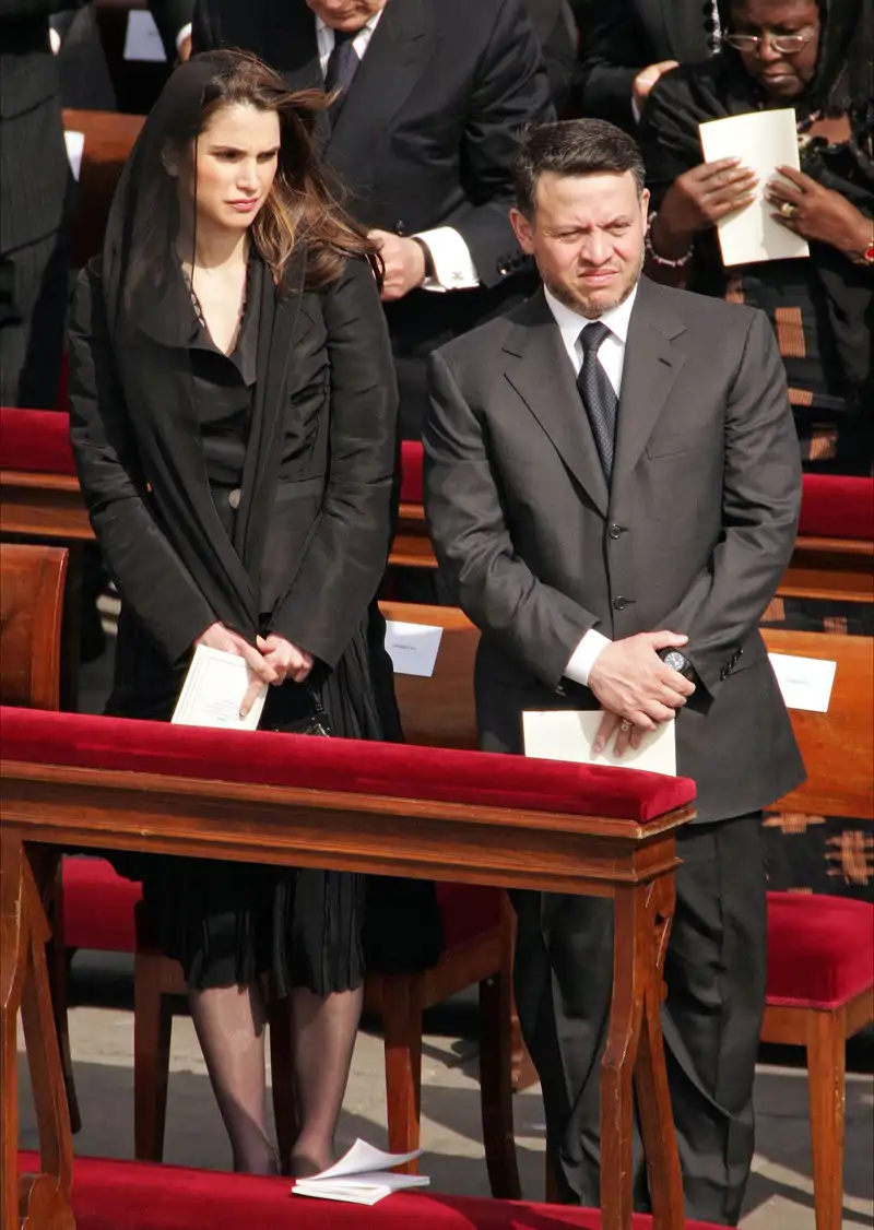 Abdalá y Rania de Jordania, en el funeral de Juan Pablo II