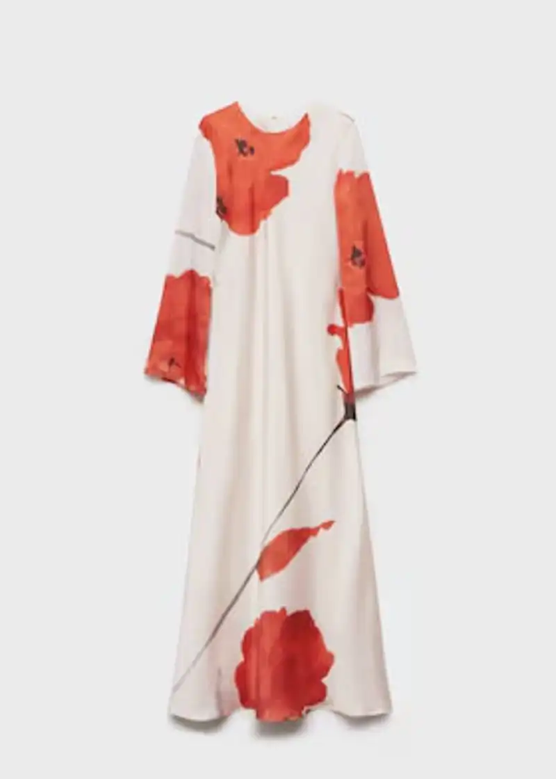 Vestido satinado estampado flores de Mango 89,99 euros 