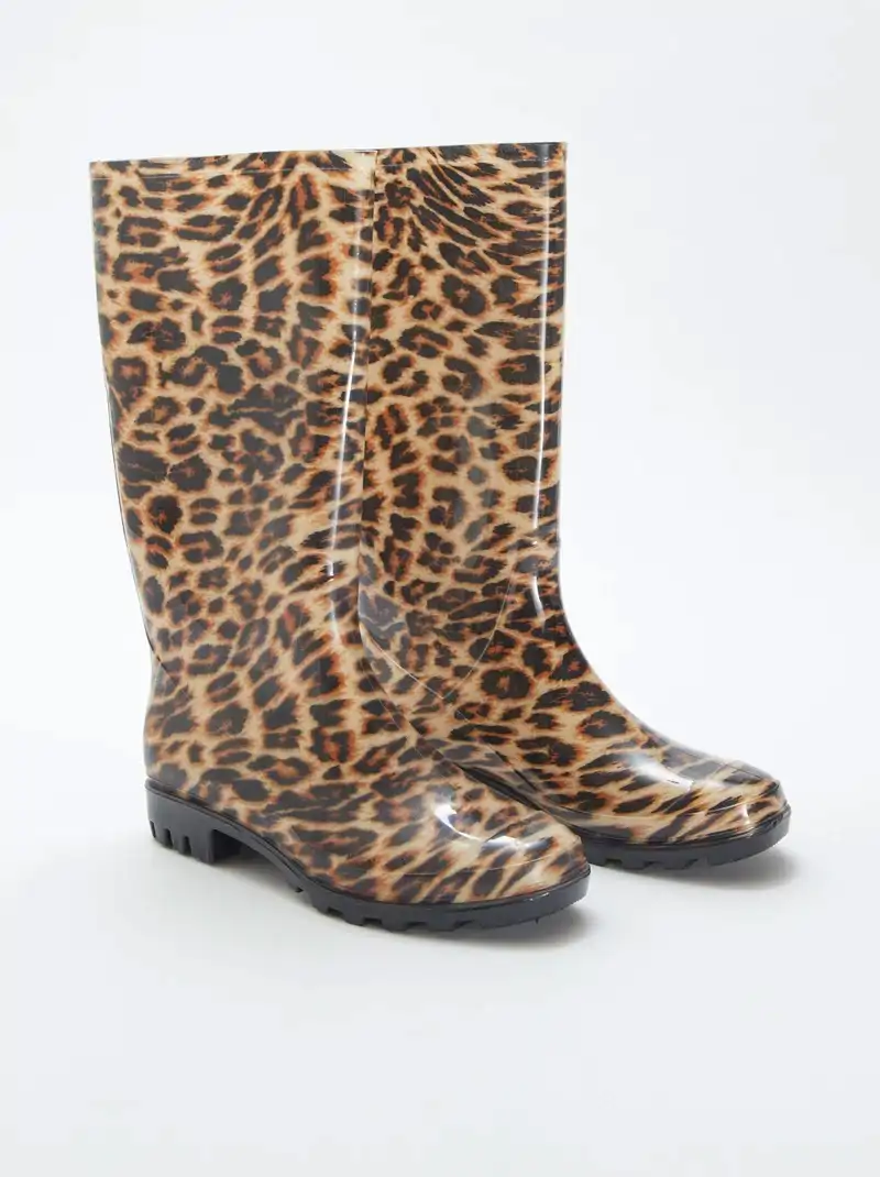 Botas de agua de goma con motivo de leopardo de Kiabi 18 euros 