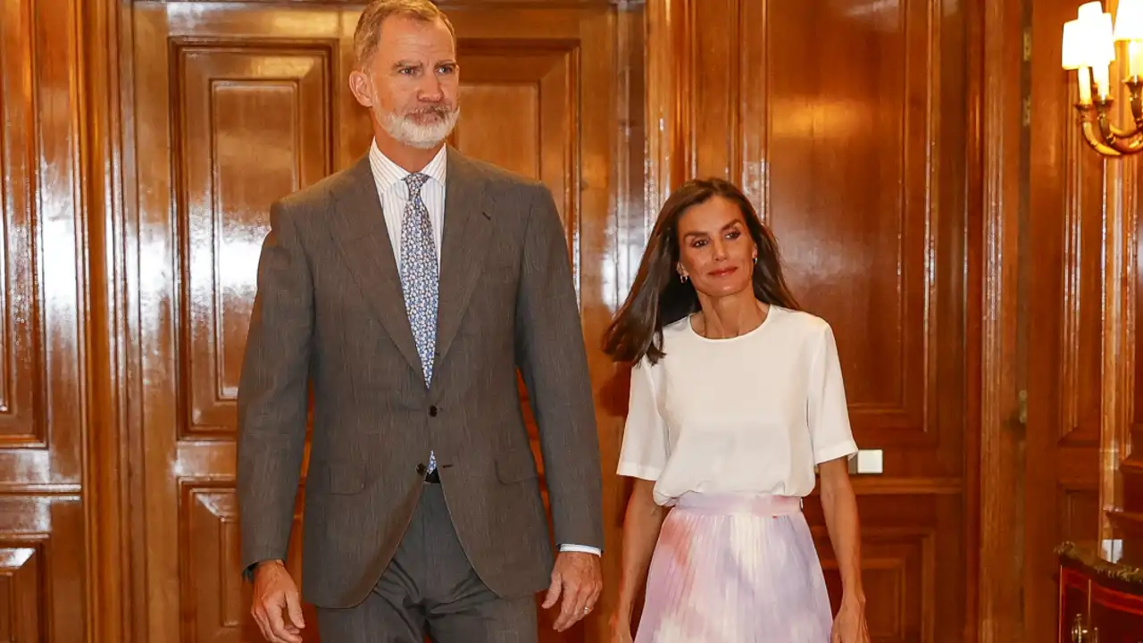 Los Reyes, Felipe y Letizia, en Zarzuela. 