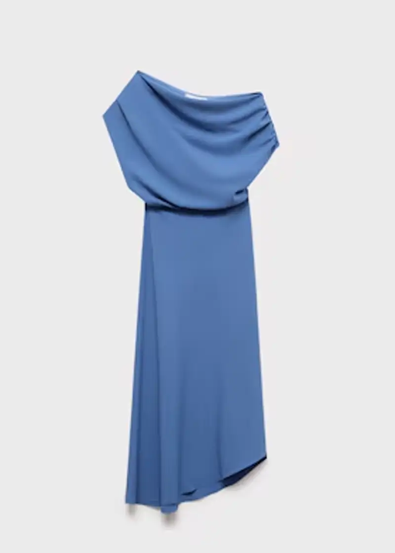 Vestido Midi cuello asimétrico de Mango 49,99 euros 