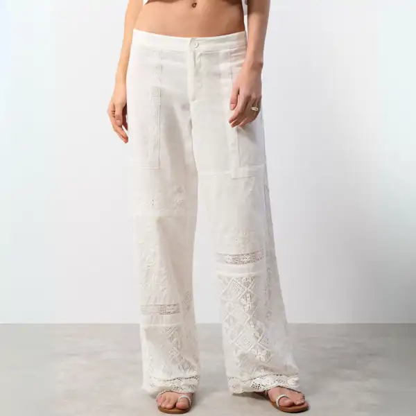 Pantalón de lino con patchwork de Brownie