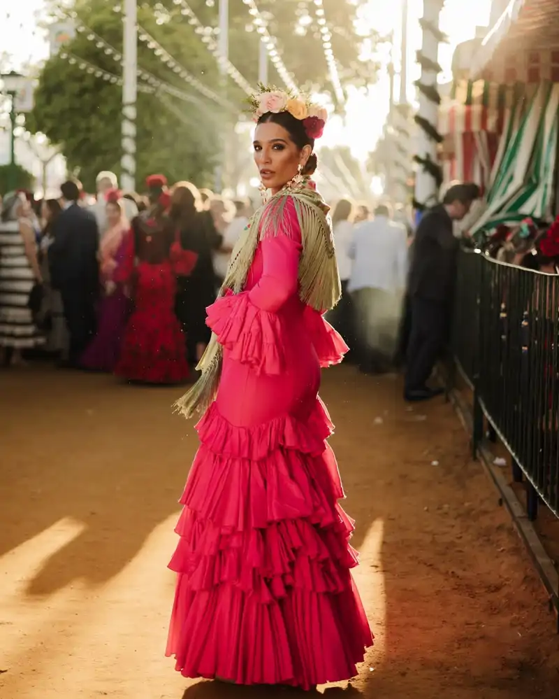 Alma Bollo y su vestido fucsia para la Feria de Sevilla 