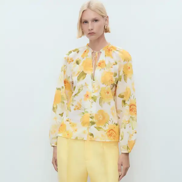 Blusa de algodón estampada