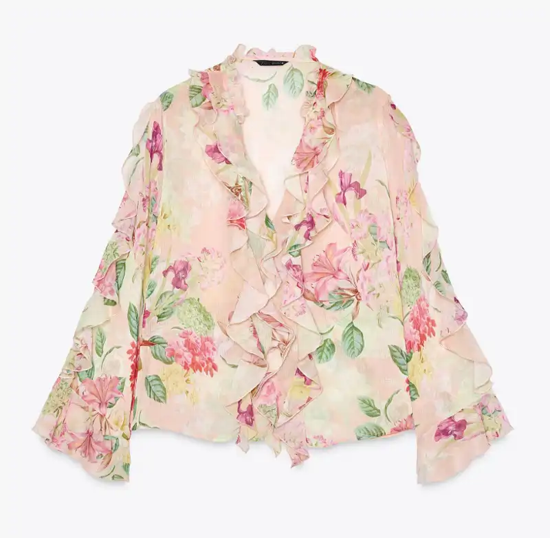 CAMISA VOLANTES ESTAMPADO FLORAL