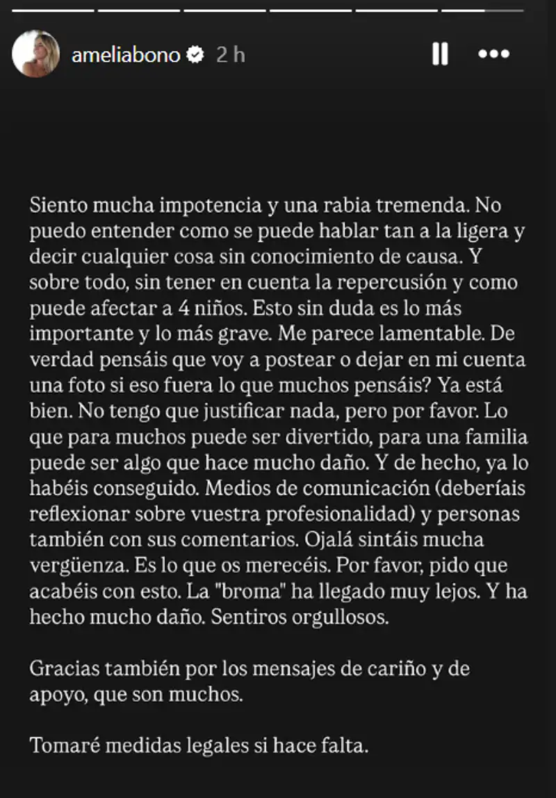 Comunicado de Amelia Bono