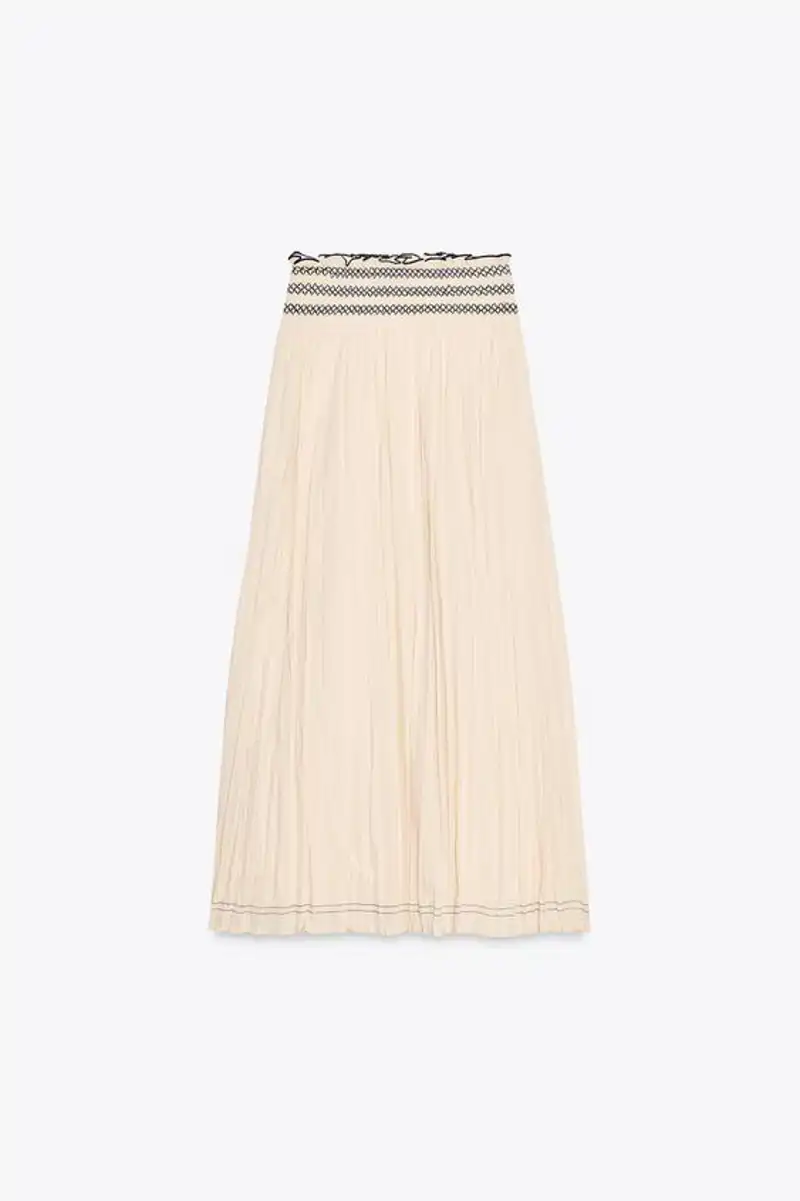 Falda rústica cintura contraste de Zara 35,95 euros