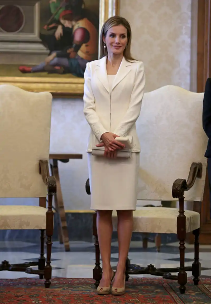 La Reina Letizia, en la audiencia con el Papa Francisco.