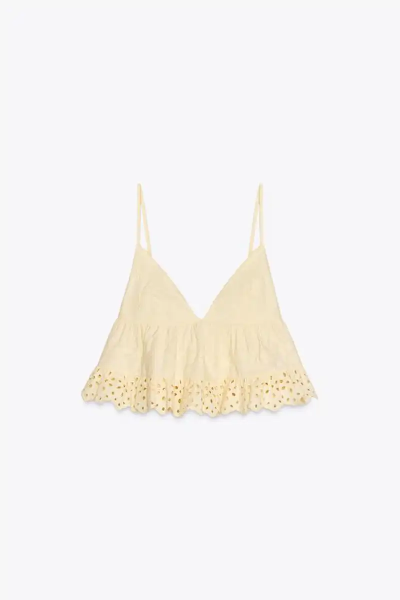 Top popelín bordados de Zara 25,95 euros