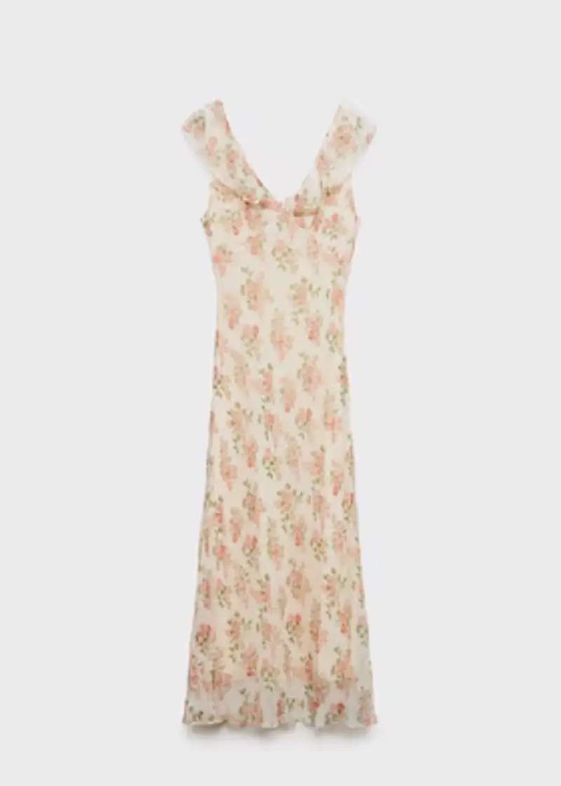 Vestido midi floral lazo de Mango 49,99 euros 