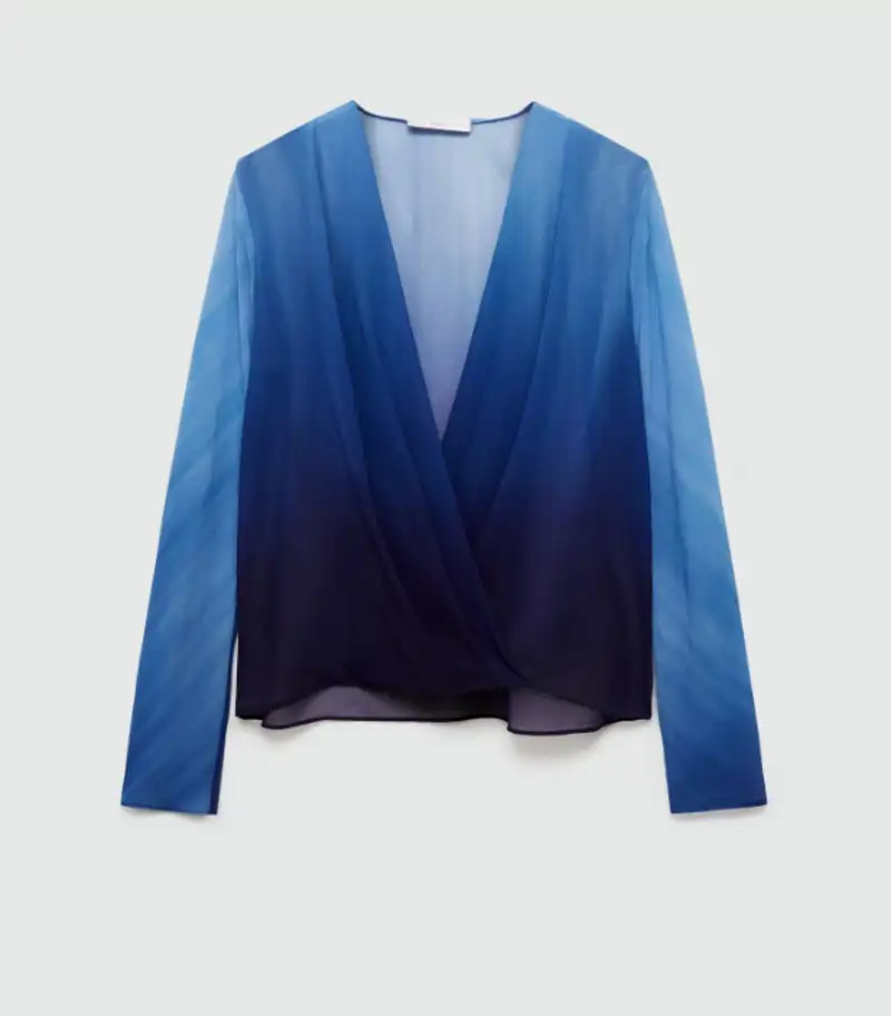 Blusa cruzada semitransparente