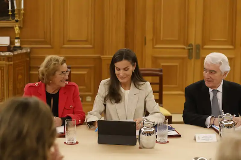 Doña Letizia durante una reunión de trabajo