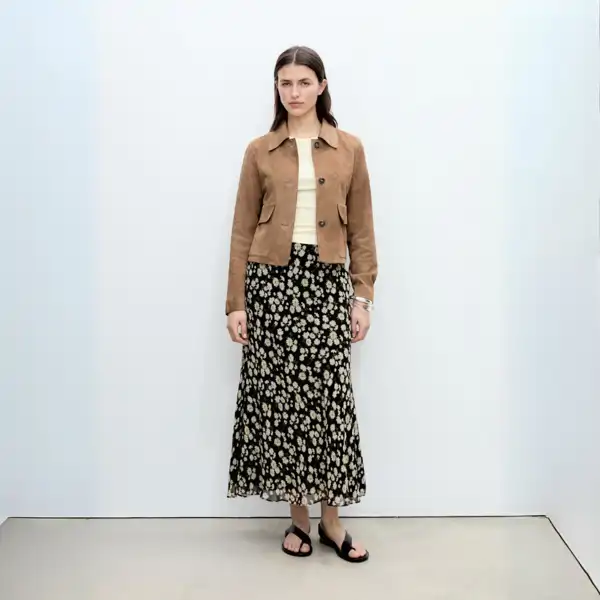 Falda larga evasé flores