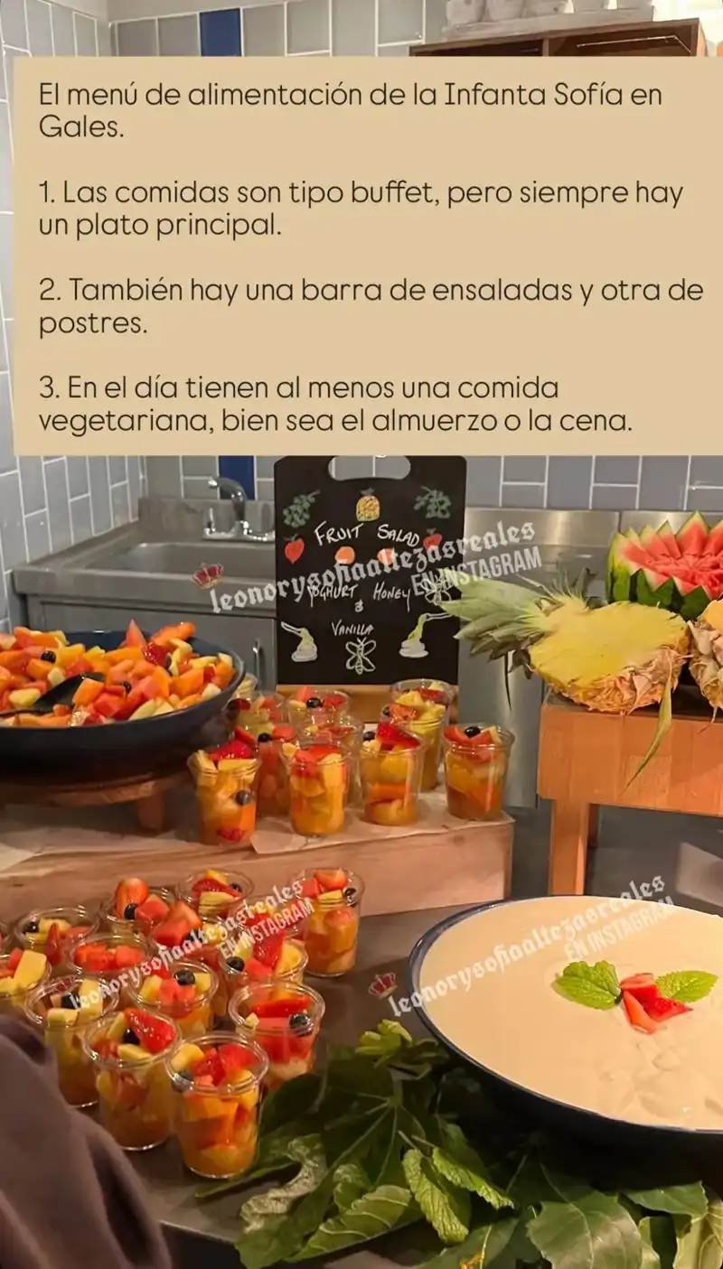 El menú de la Infanta Sofía en Gales