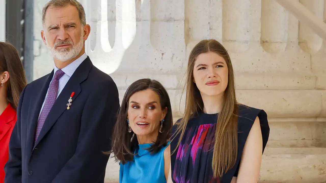 Los Reyes y la infanta Sofía, en Palacio Real.