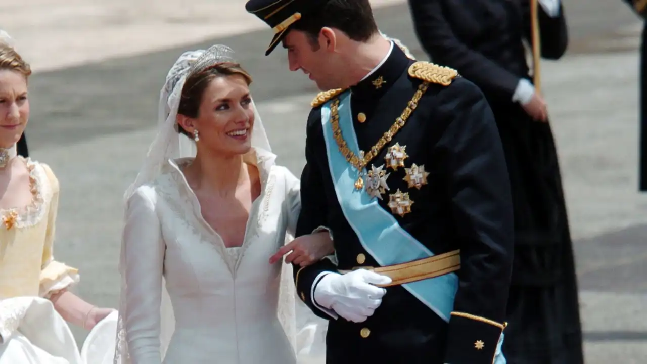 Doña Letizia, en el día de su boda con el entonces Príncipe Felipe.