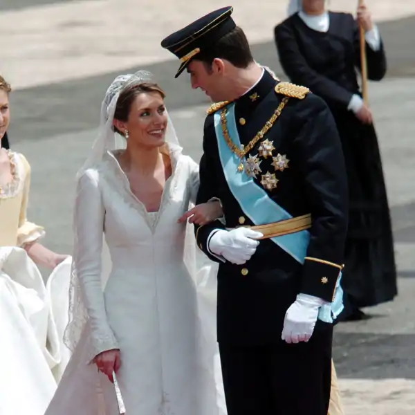 Doña Letizia, en el día de su boda con el entonces Príncipe Felipe.