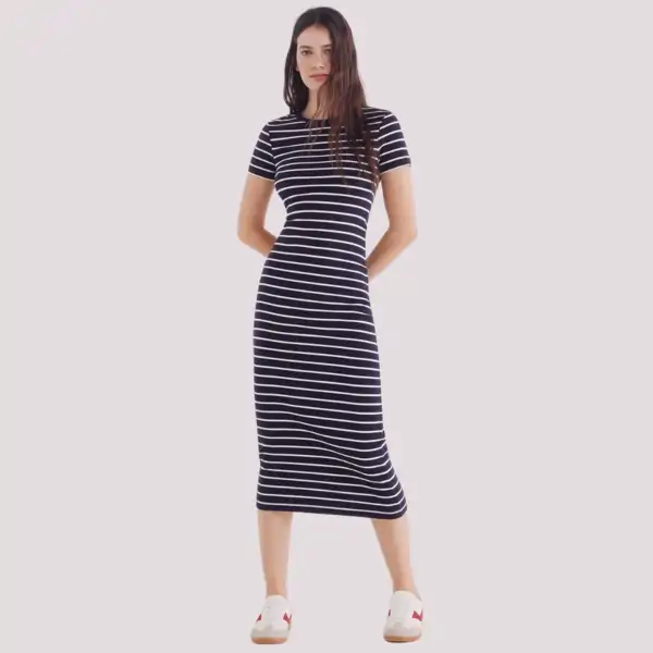 Vestido midi a rayas marineras
