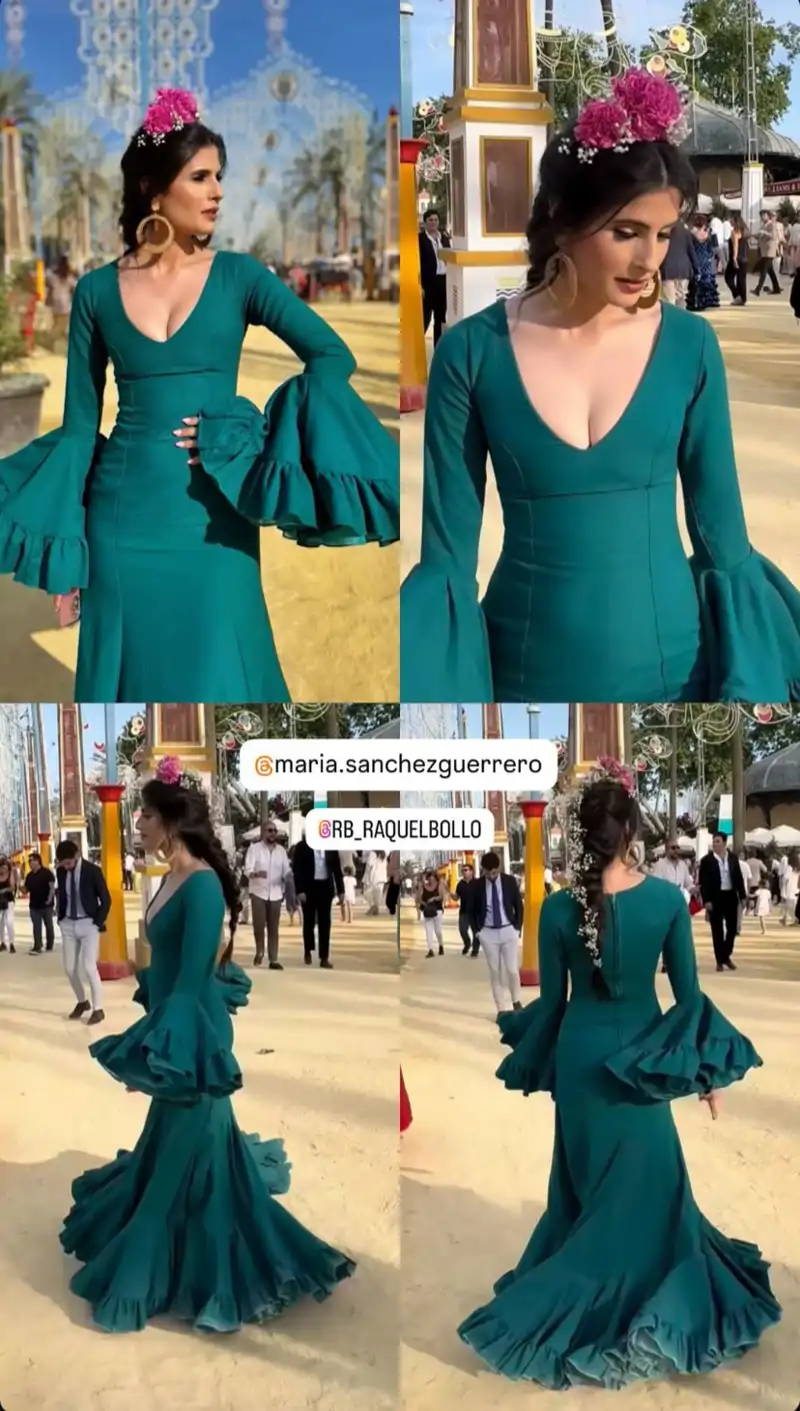 María Sánchez arrasa en la Feria de Jerez con el vestido que nunca pasa de moda