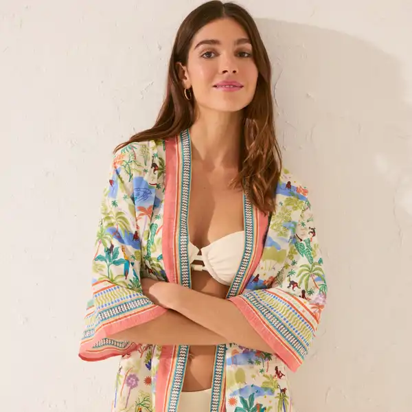 Caftán tipo kimono corto