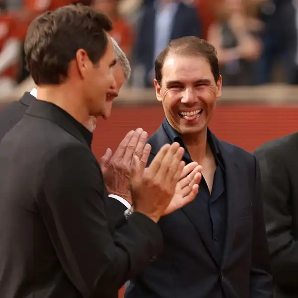Rafa Nadal durante su homenaje en Roland Garros