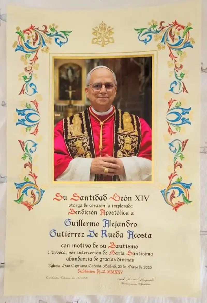 Bendición apostólica del Papa León XIV a Aneth Acosta