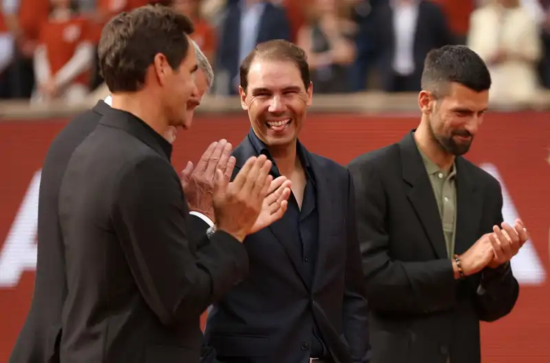 Rafa Nadal durante su homenaje en Roland Garros
