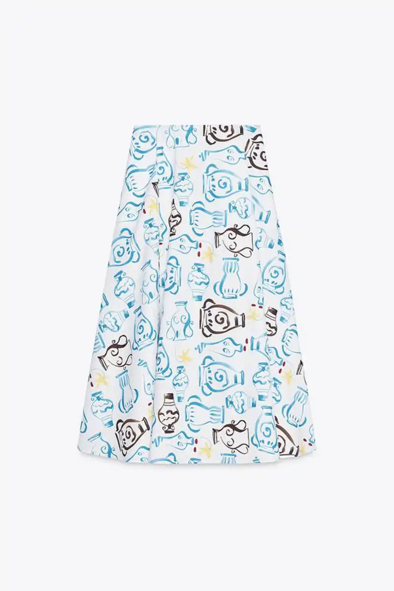 Falda midi popelín estampando de Zara 39,95 euros
