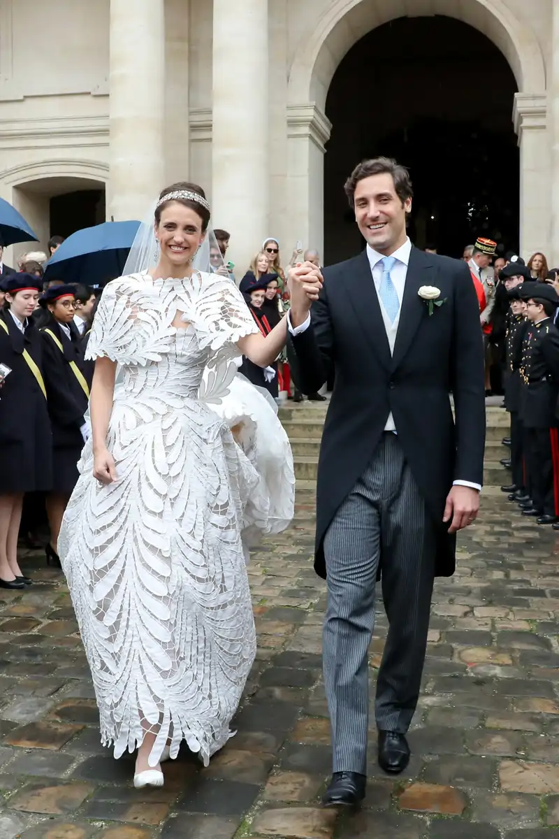 Olimpia de Arco-Zinneberg con un vestido de Oscar de la Rena para su boda con Jean-Christophe Napoléon