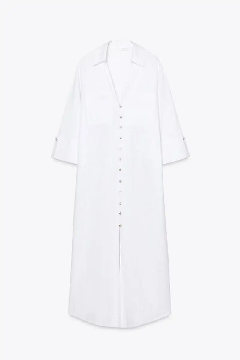 Vestido camisero con lino de Zara 39,95 euros