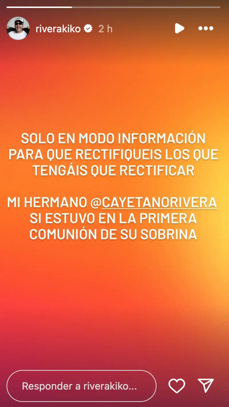 Kiko Rivera confirma que su hermano Cayetano ha estado en la Comunión de su hija