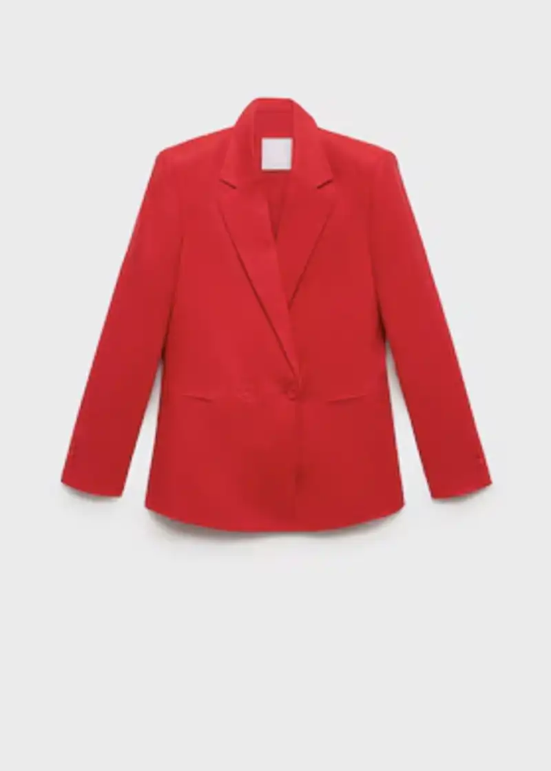 Blazer traje de lino doble botonadura de Mango 79,99 euros 