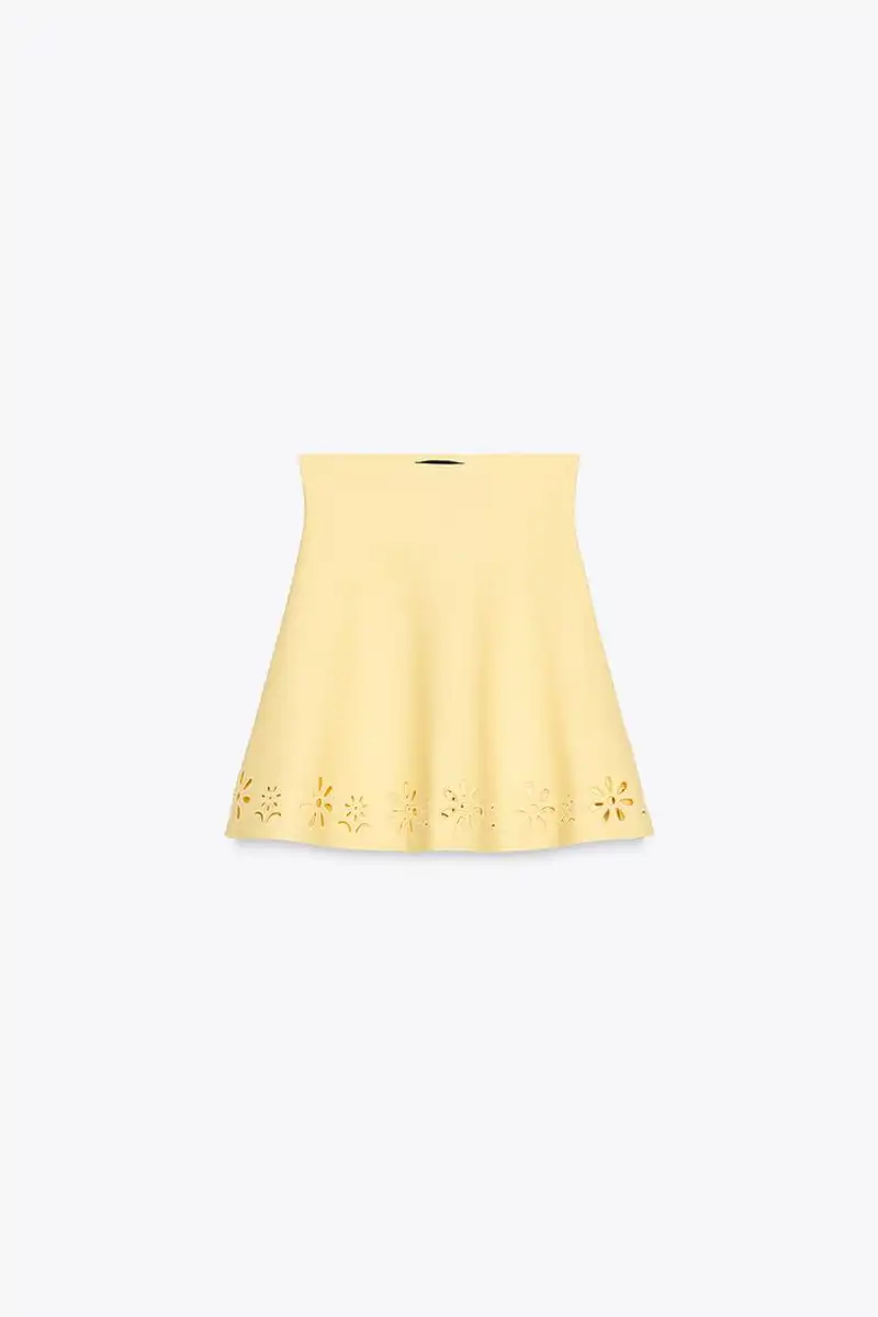 Falda mini punto bordados de Zara 29,95 euros