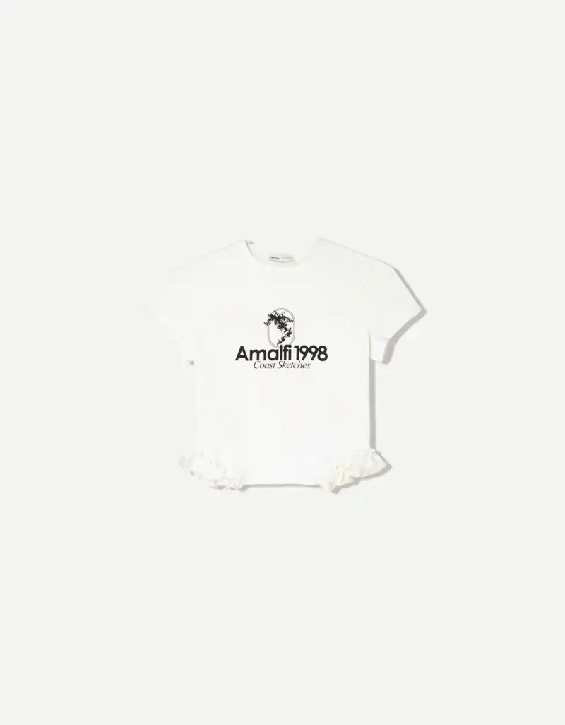 Camiseta manga corta print volantes de Bershka 15,99 euros