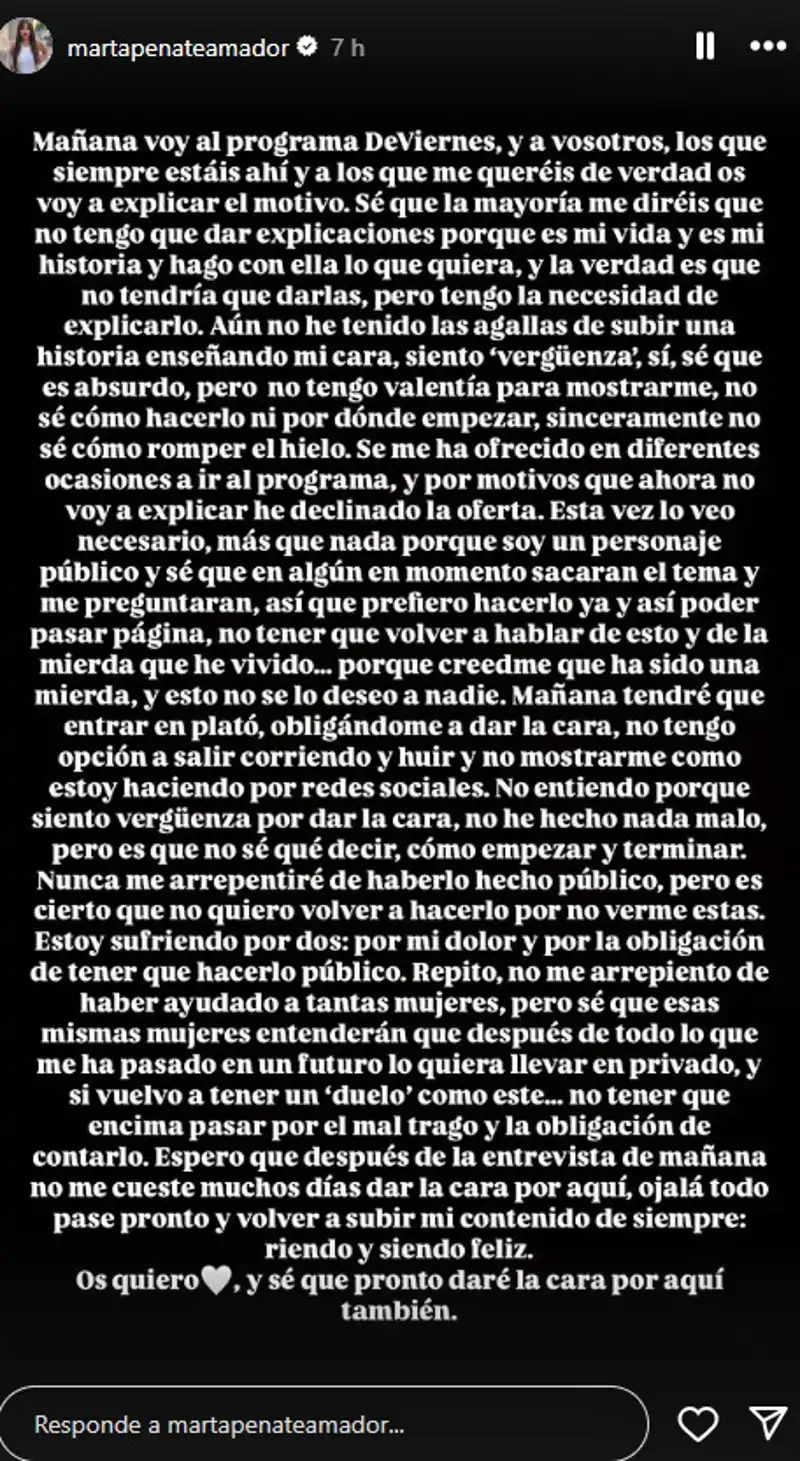 Comunicado de Marta Peñate
